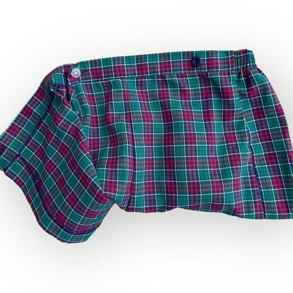 Vintage Kellys Kids Girls Green Red Navy Plaid Skort Skirt Elastic Waist Sz 7/8 - Picture 3 of 8